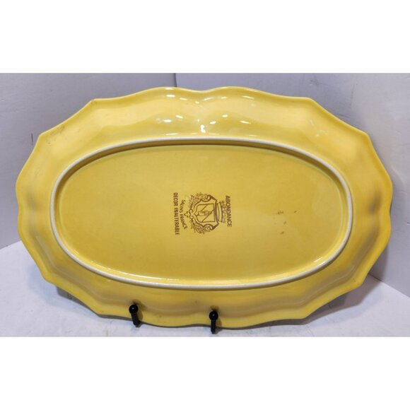 Vtg Salins France Abondance Stoneware Platter Yellow Floral Retro Scalloped Edge - Picture 2 of 12